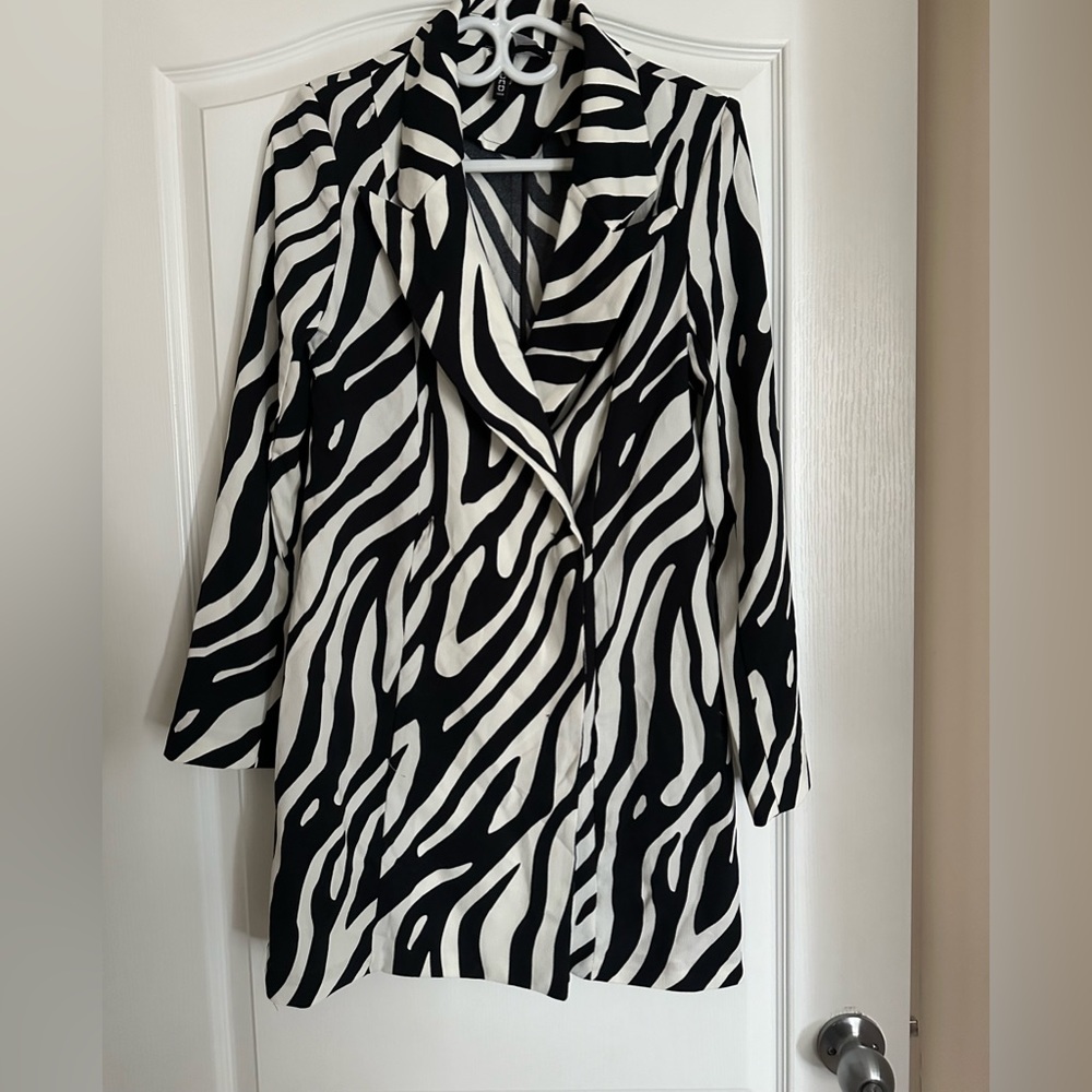 Zebra print button up blazer dress from H&M!